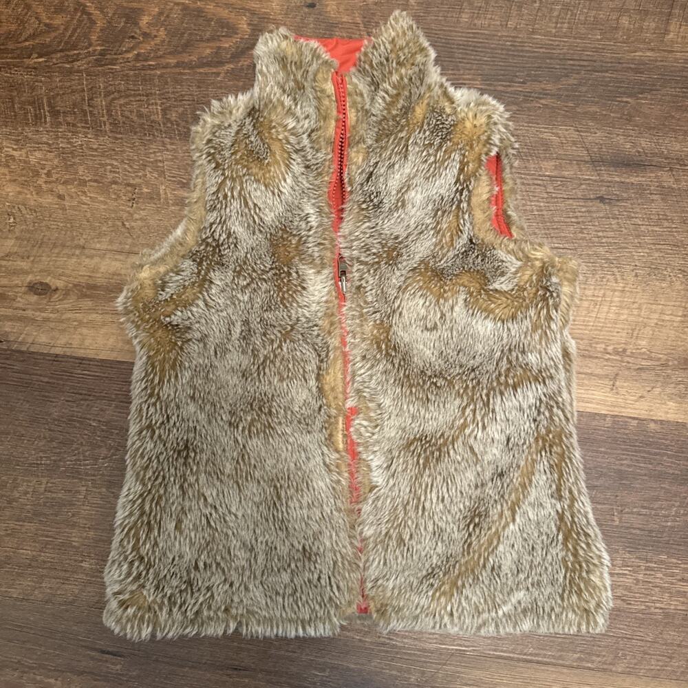 Girls’ Gap Kids Tan Brown Plush Faux Fur Lined Vest Sz 10 EUC